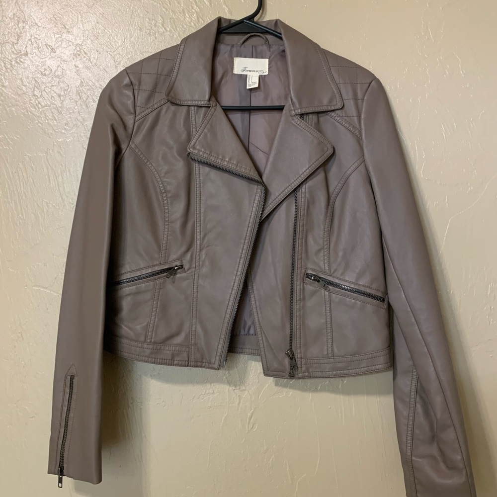 Forever21 Taupe Leather Moto Jacket